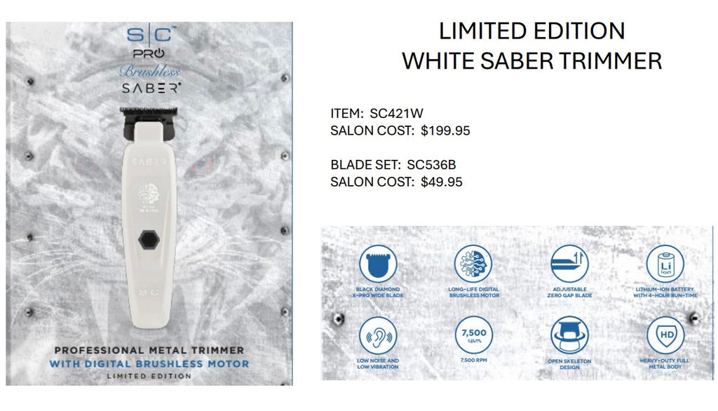 Stylecraft Saber Ii Clipper Saber Trimmer Combo White Free Barber Plug Comb Brush