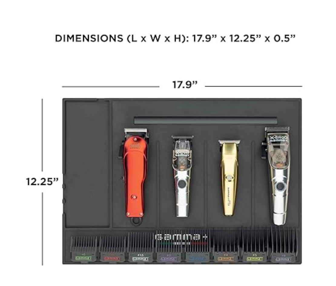 GAMMA+ Professional Barber Appliance Magnetic Mat and Station Organizer, Anti-Slip, Durable Hair Styling Tools