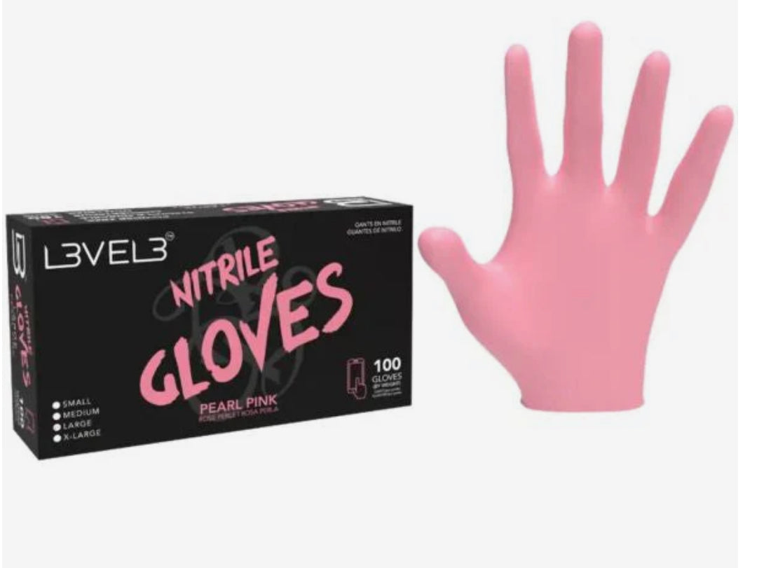 L3VEL3 Professional Pearl Pink Medium Nitrile 100 Gloves