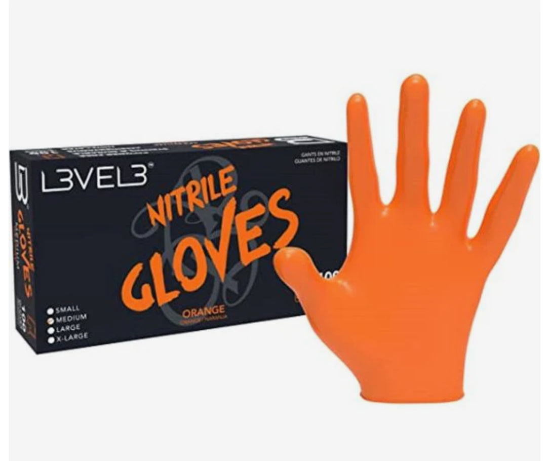 L3VEL3 Professional Pearl ORANGE LARGE  Nitrile 100 Gloves