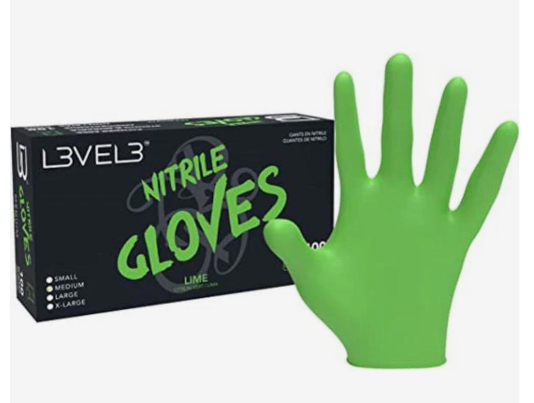 L3VEL3 Professional Lime Medium Nitrile 100 Gloves