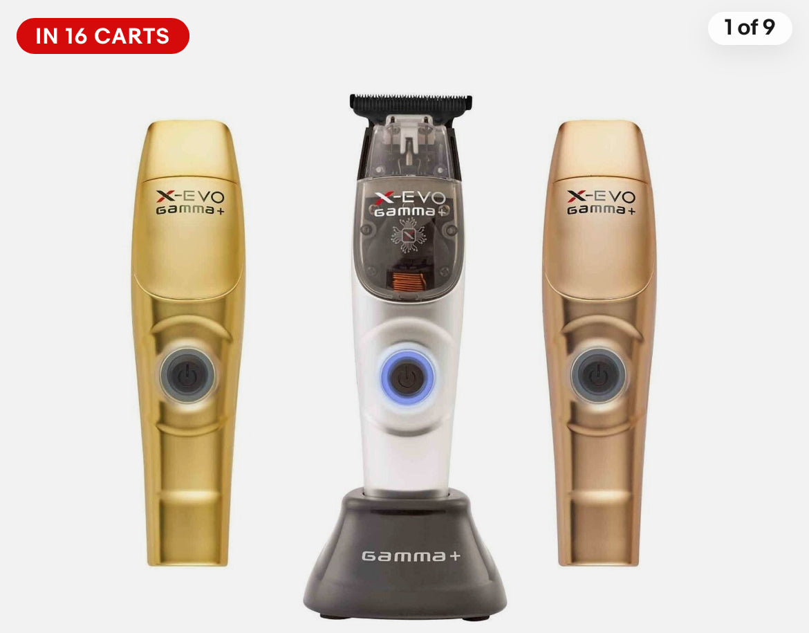 GAMMA+ X-Evo Trimmer Microchipped Magnetic Motor with Interchangeable Lids Matte Colors, Charging Stand