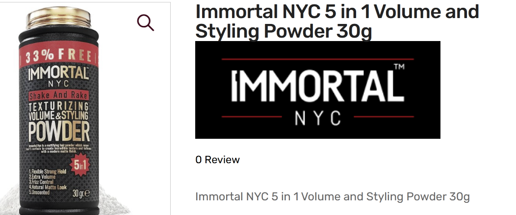 Immortal NYC 5 in 1 Volume and Styling Powder 30g