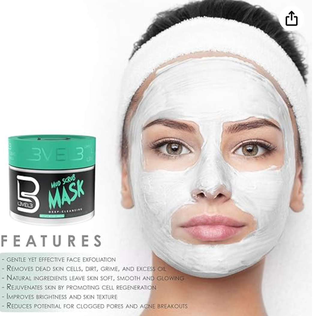 L3 Mud Facial Scrub - Reduces Acne - Gentle and Effective Exfoliation - Reduces Clogged Pores