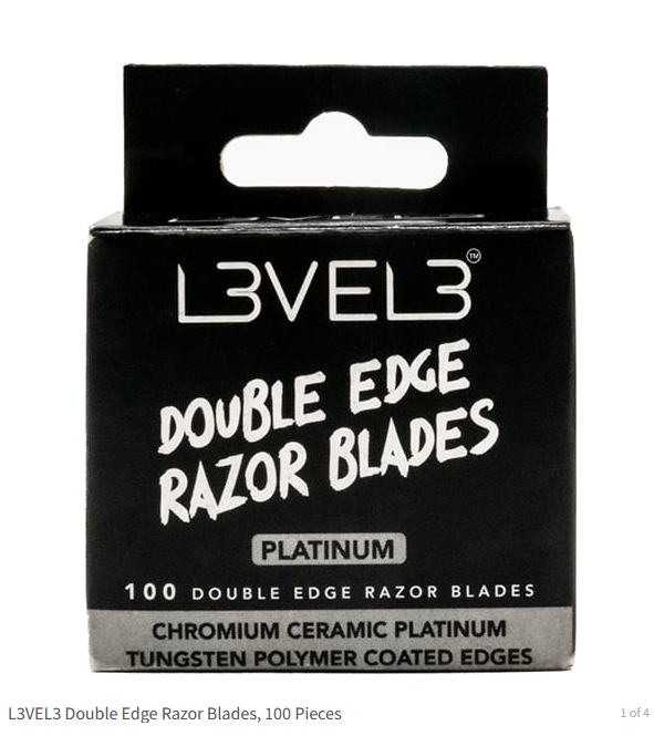 L3VEL3 Double Edge Razor Blades, 100 Pieces