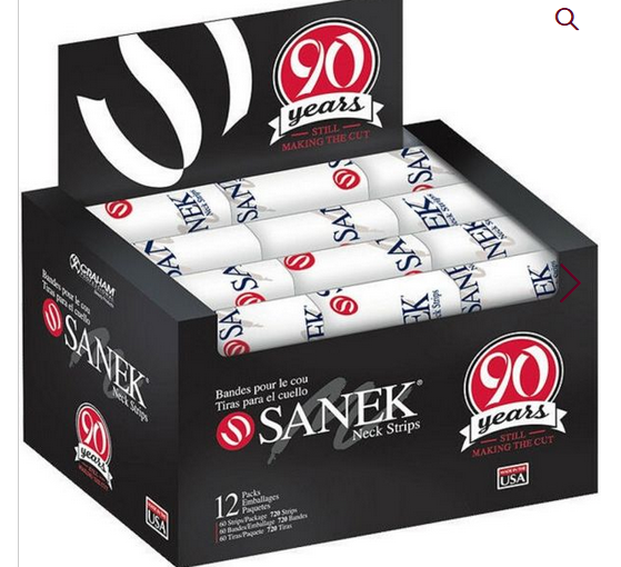 Graham Sanek Neck Strips - 720 Strips papel caja de 4