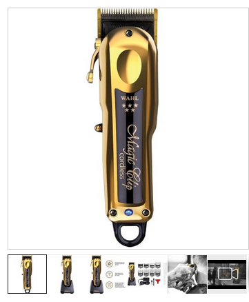 Wahl 5 Star Gold Cordless Magic Clip Clipper #8148-700 (Dual Voltage)  Dual Voltage Charger : 100V - 240V