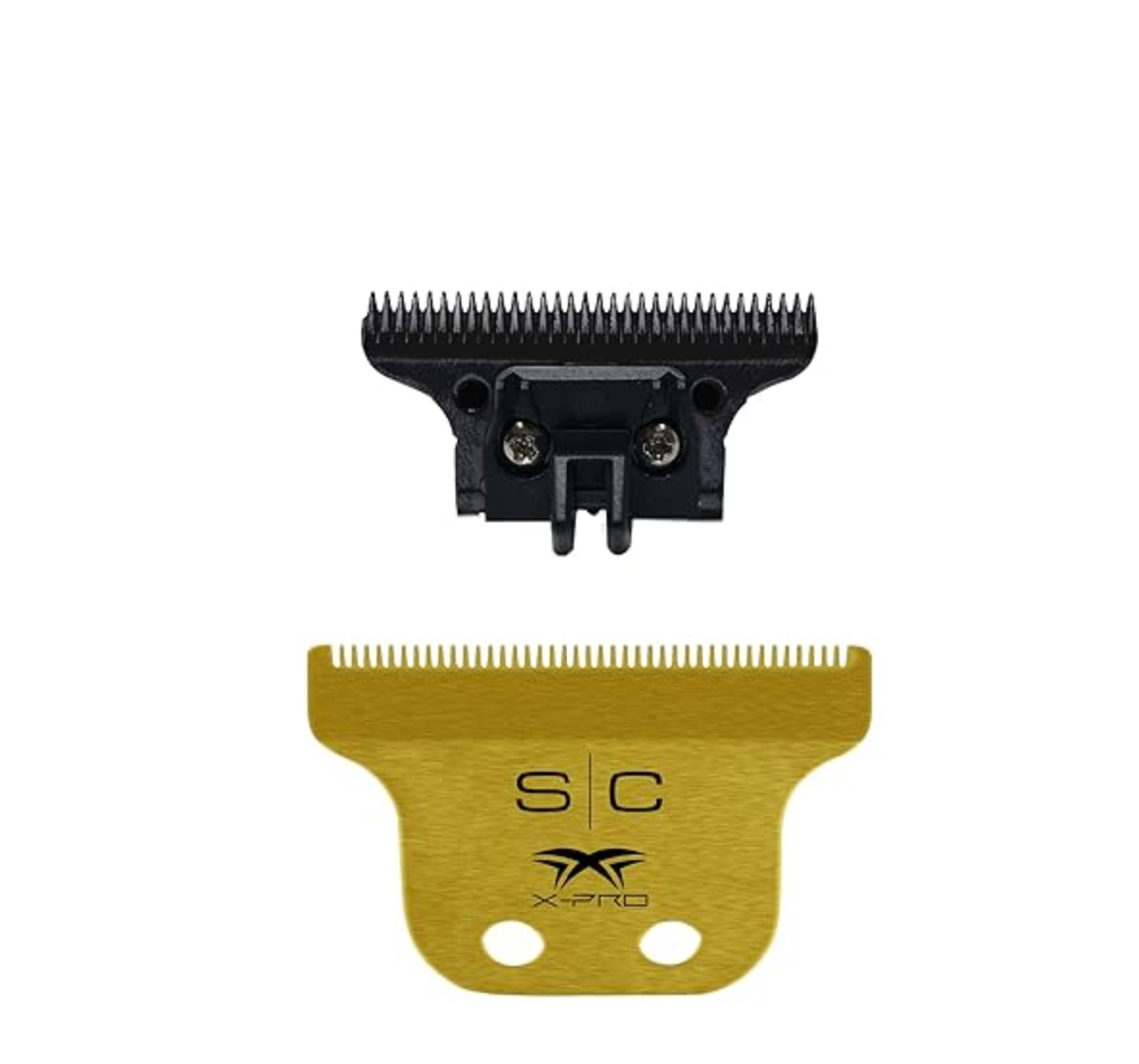 StyleCraft Replacement Fixed Gold Titanium X-Pro Hair Trimmer Blade with Black Diamond Carbon DLC Deep Tooth Cutter Set
