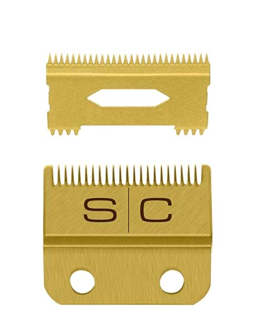 Stylecraft Replacement Fixed Gold Titanium Fade Hair Clipper Blade with Moving Gold Titanium Slim Deep Tooth