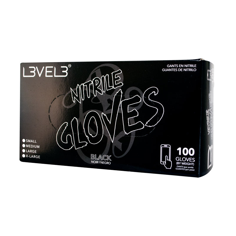 L3Vel3 Nitrile Glove 100 Ct Black Large