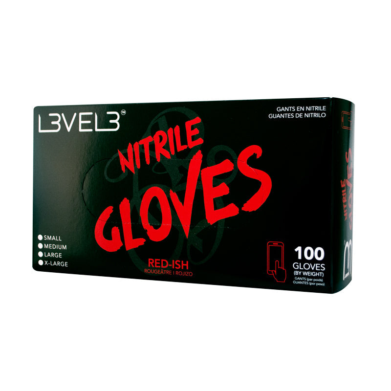 L3Vel3 Nitrile Glove 100 Ct Red Large