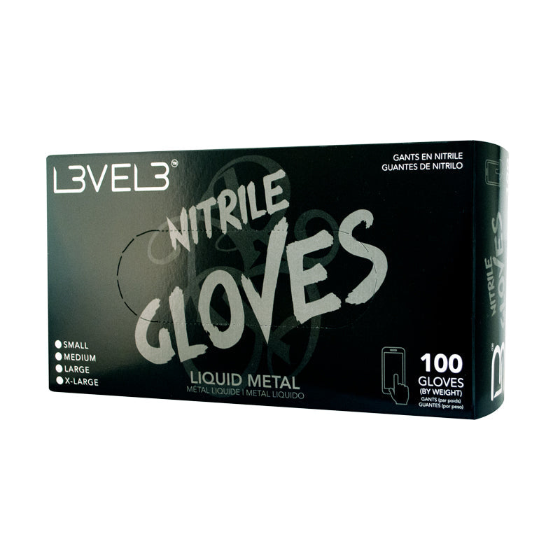 L3Vel3 Nitrile Glove 100 Ct Liquid Metal