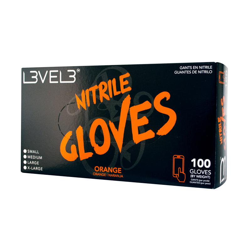 L3Vel3 Nitrile Glove 100 Ct Orange Large